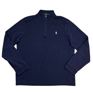 POLO RALPH LAUREN Men's Long Sleeve‎ Navy 1/4 Zip Pullover Size Large Preppy EUC